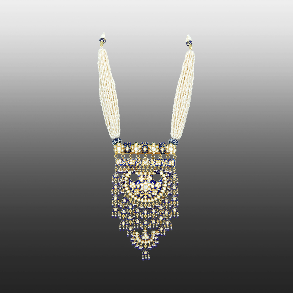 Indigo Enameled With Cheed Pearl Pendant